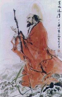 Chan Buddhist with Staff